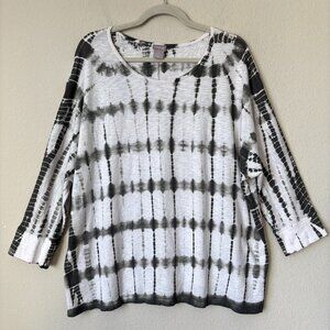 Chico's XXL Boho Tie Dye Print Soft Modal Cotton Blend 3/4 Sleeve Shirt
